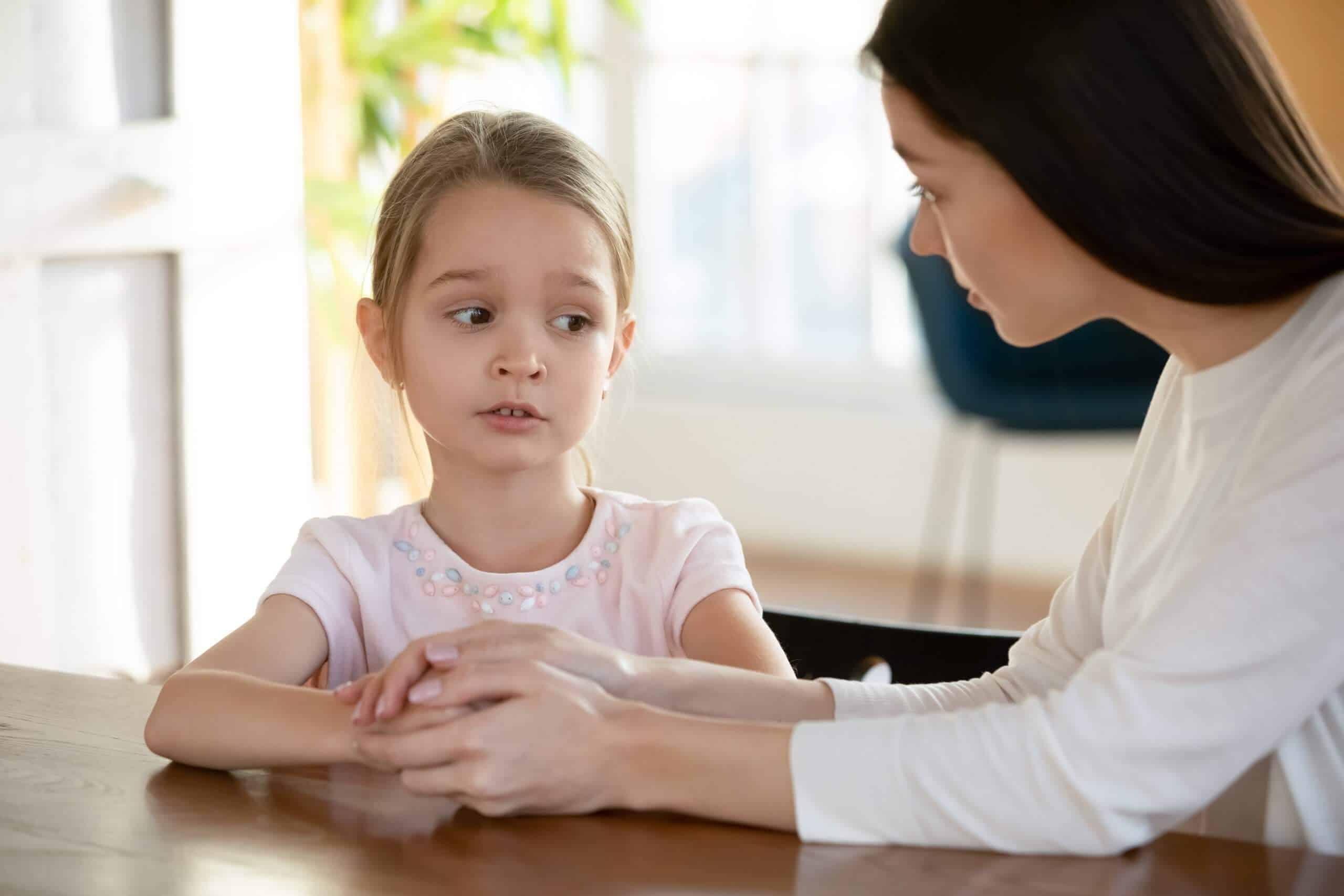 conversation between child and mother-Honest concept