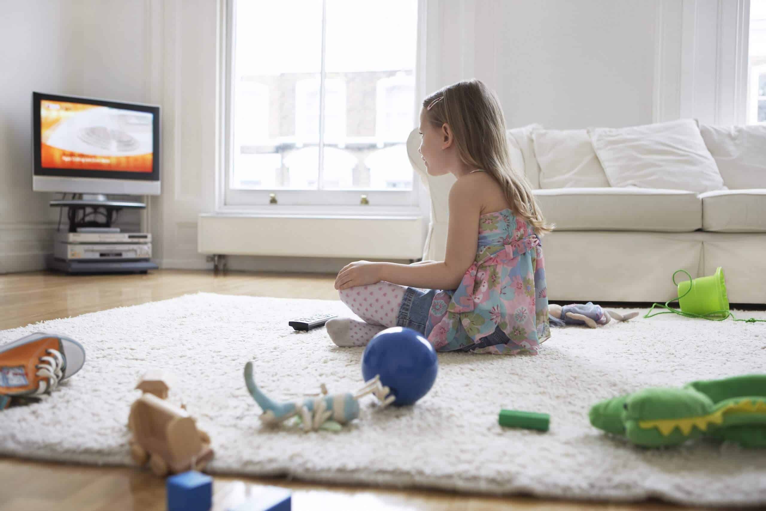 girl watching TV