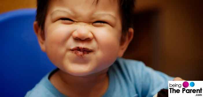 Happy Toddler eating Food