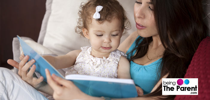 Mother reading to kid