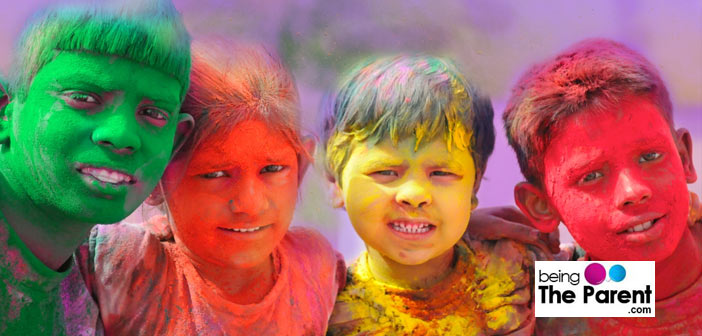 Kids playing holi