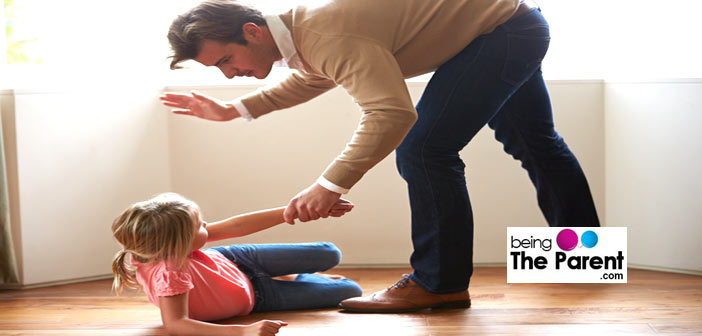 Father hitting daughter