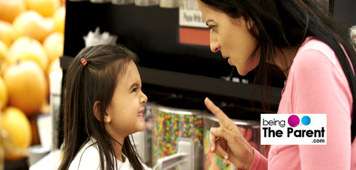 Mother scolding daughter