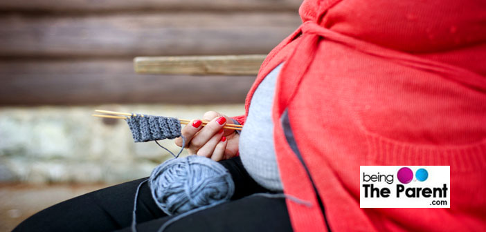 Pregnant woman winter outdoor