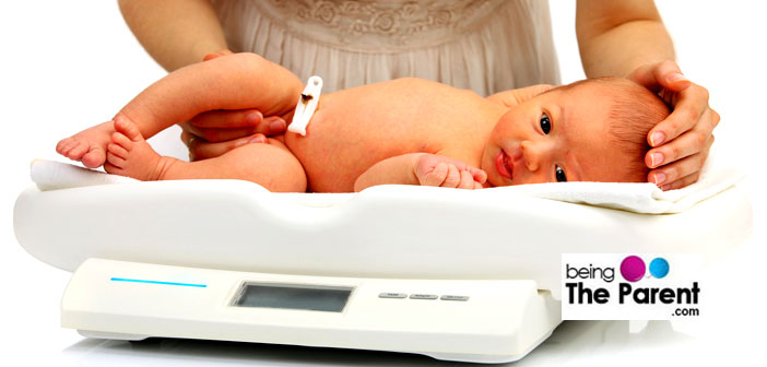 Newborn baby weighed