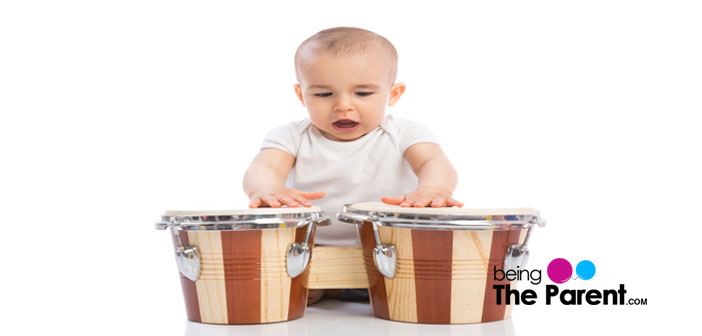 Child playing drums