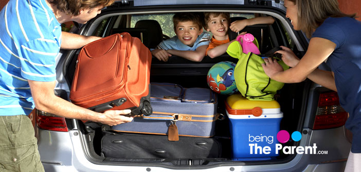 Kids and parents in car