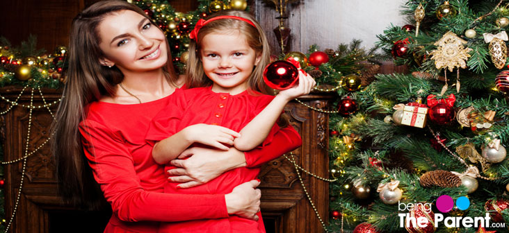 christmas mom and daughter