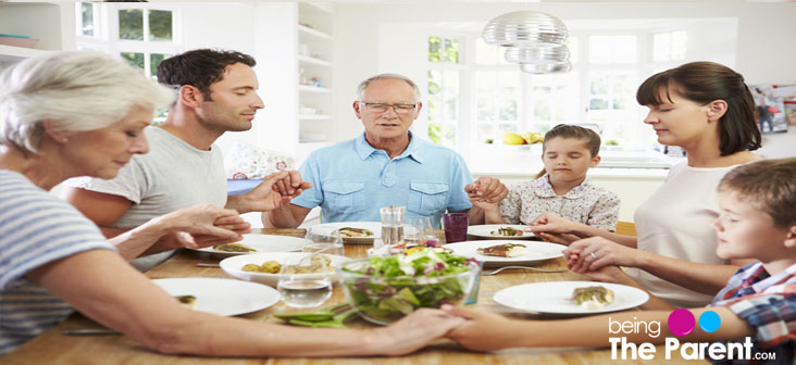 family praying