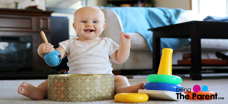 baby playing drums