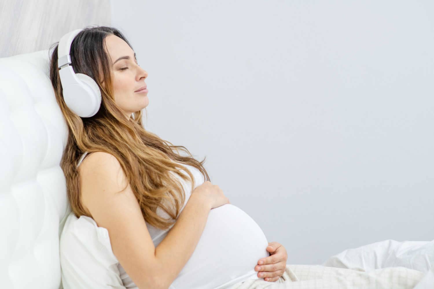 Relaxing pregnant woman.