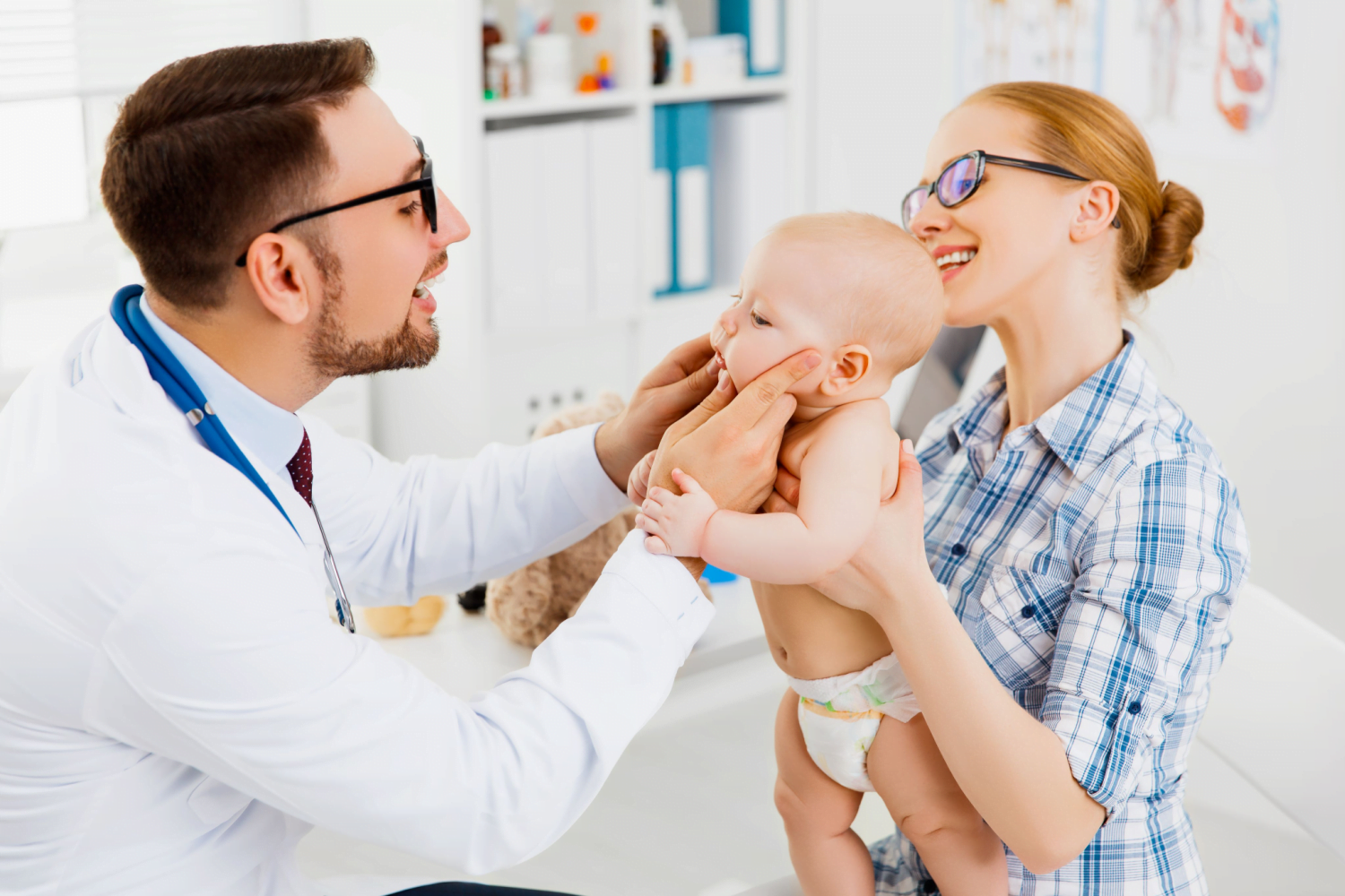 baby with dentist