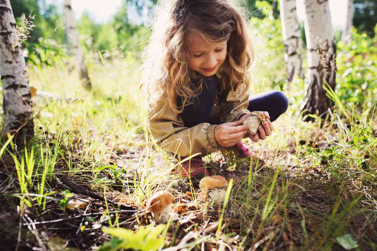girl exploring in forest