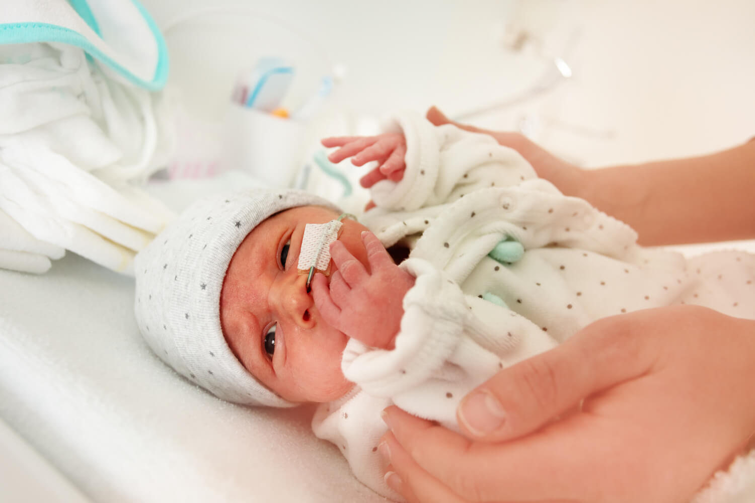 feeding tube on a premature baby