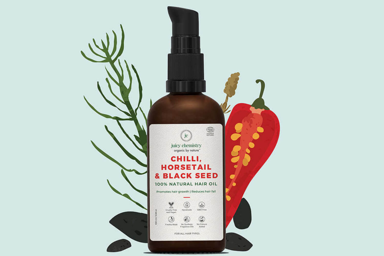Juicy Chemistry’s Chili, Horsetail, and Black seed oil