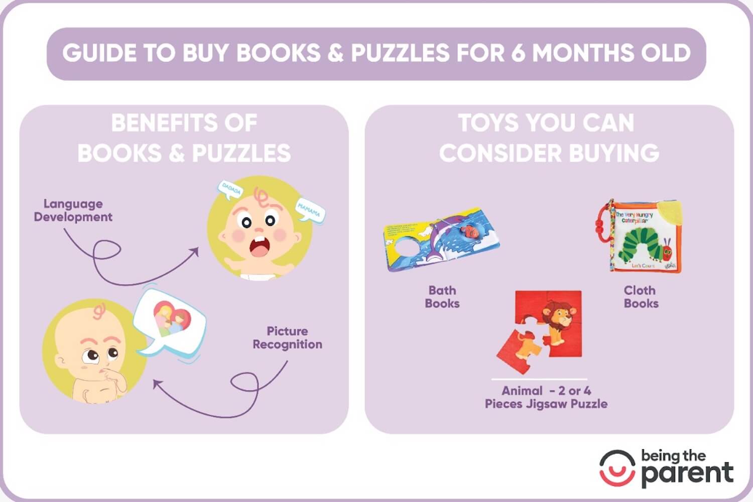 books and puzzle for 6 month old