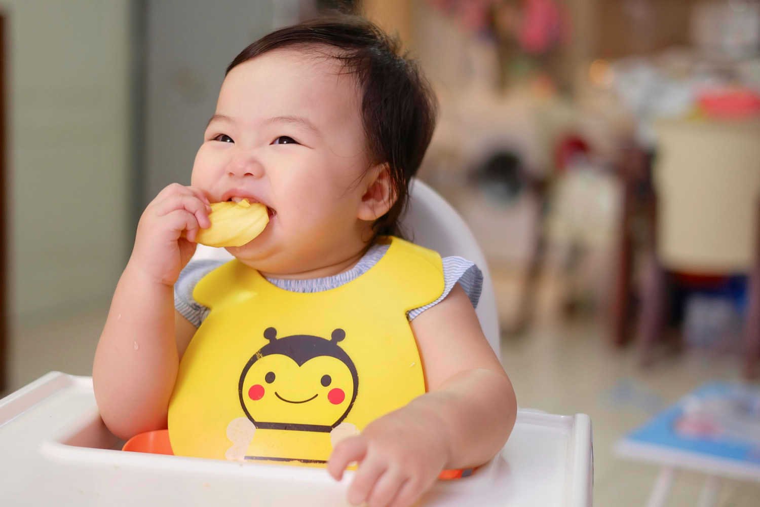 baby eating jackfruit