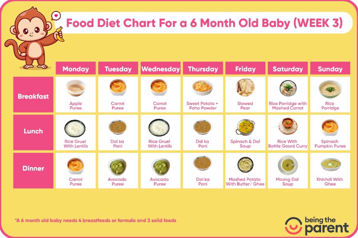 6 Month Baby Food Chart In