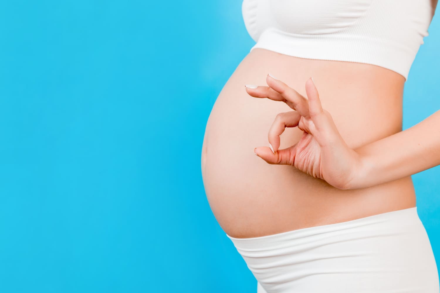 woman comfortable in maternity underwear during pregnancy