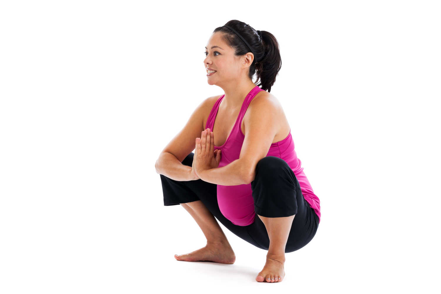 pregnant woman squatting