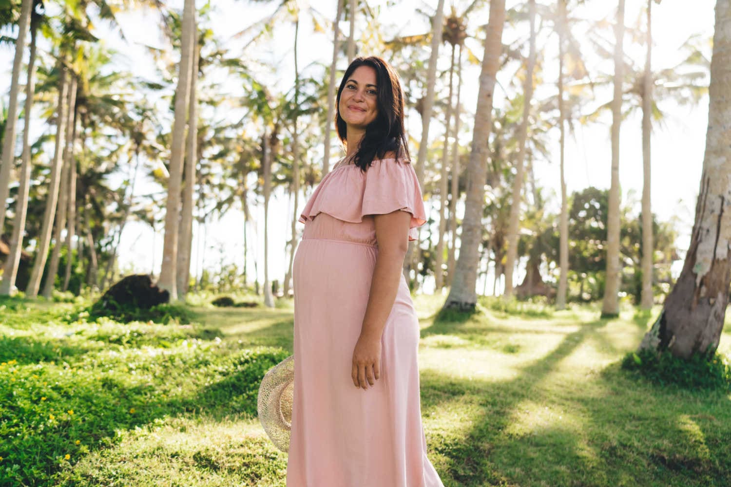 pregnant woman in comfortable maternity clothes