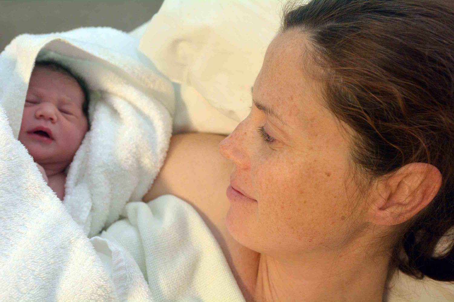 Woman with her newborn