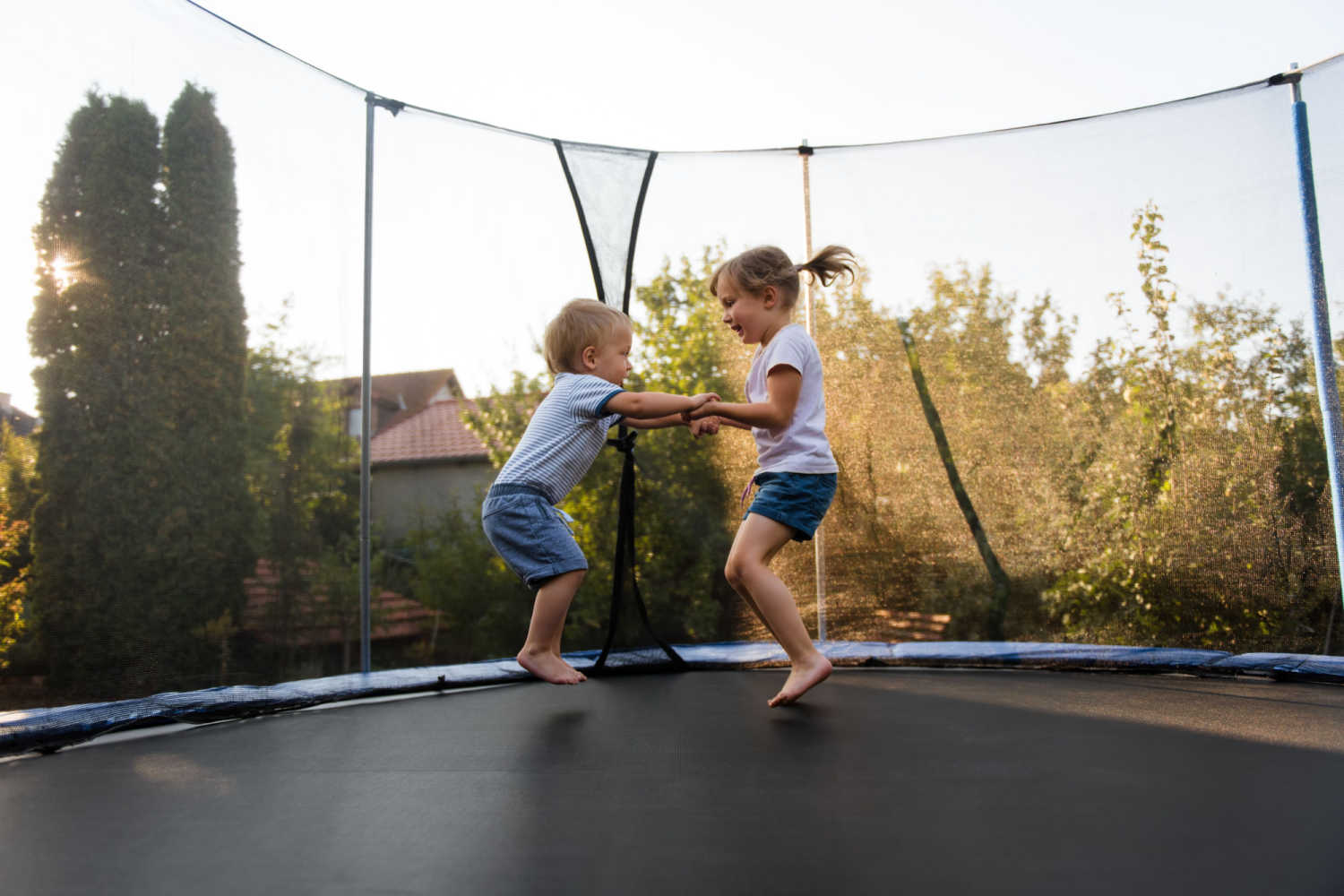 When toddlers start jumping trampoline may be a good option for practice 