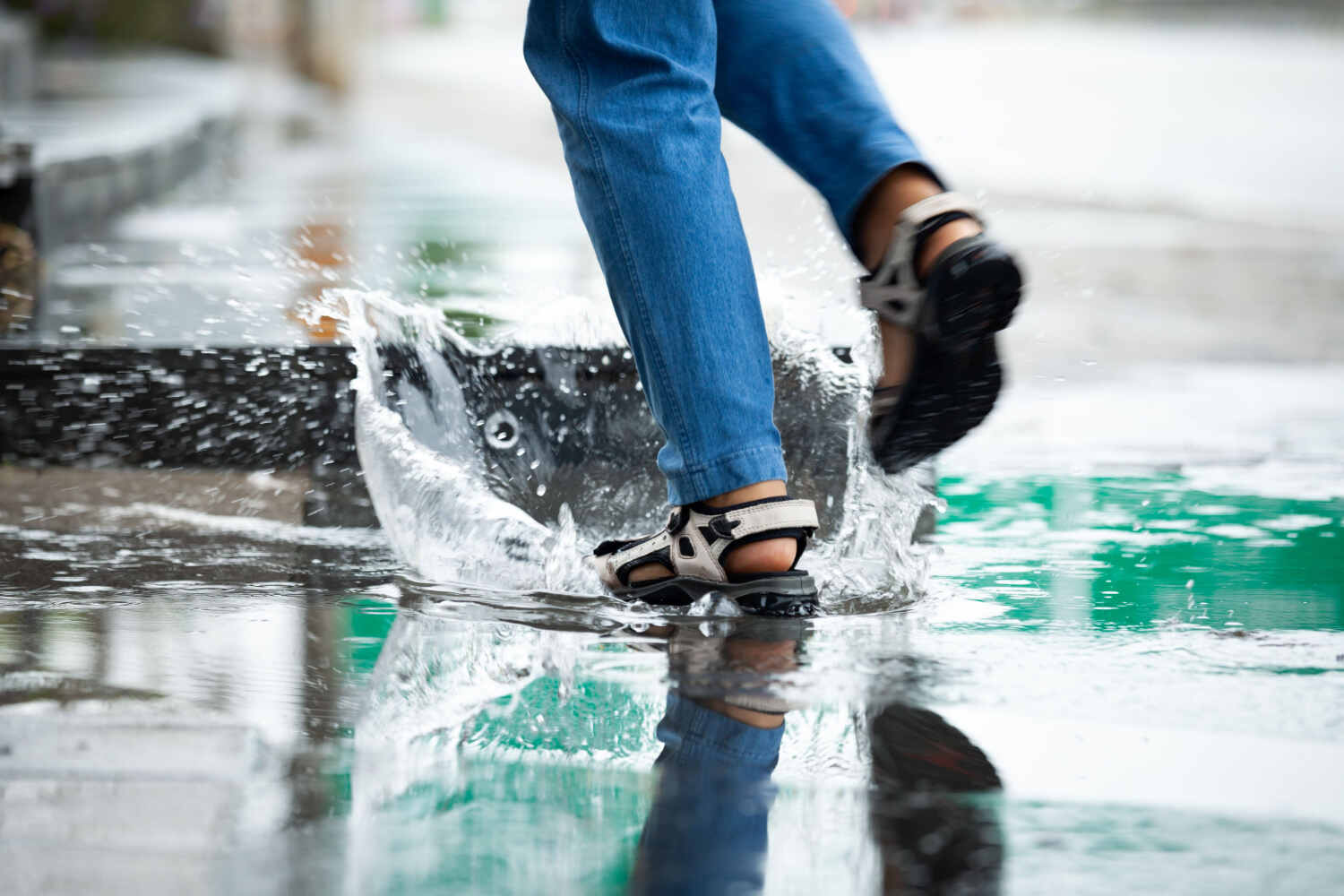 woman running on water