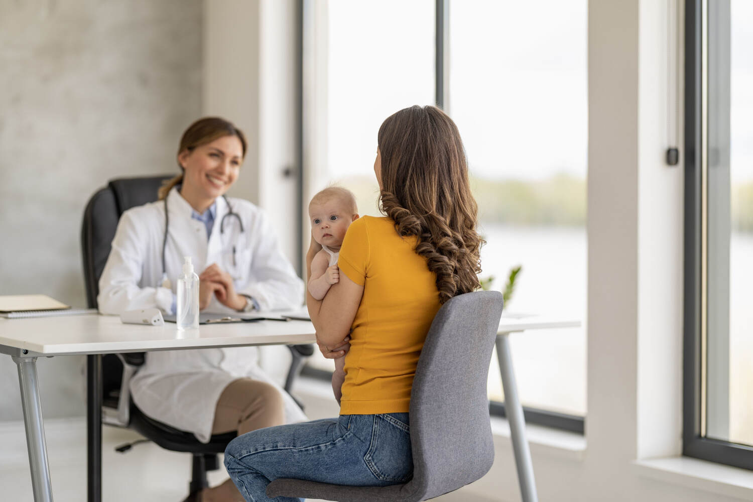 doctors check up post delivery.