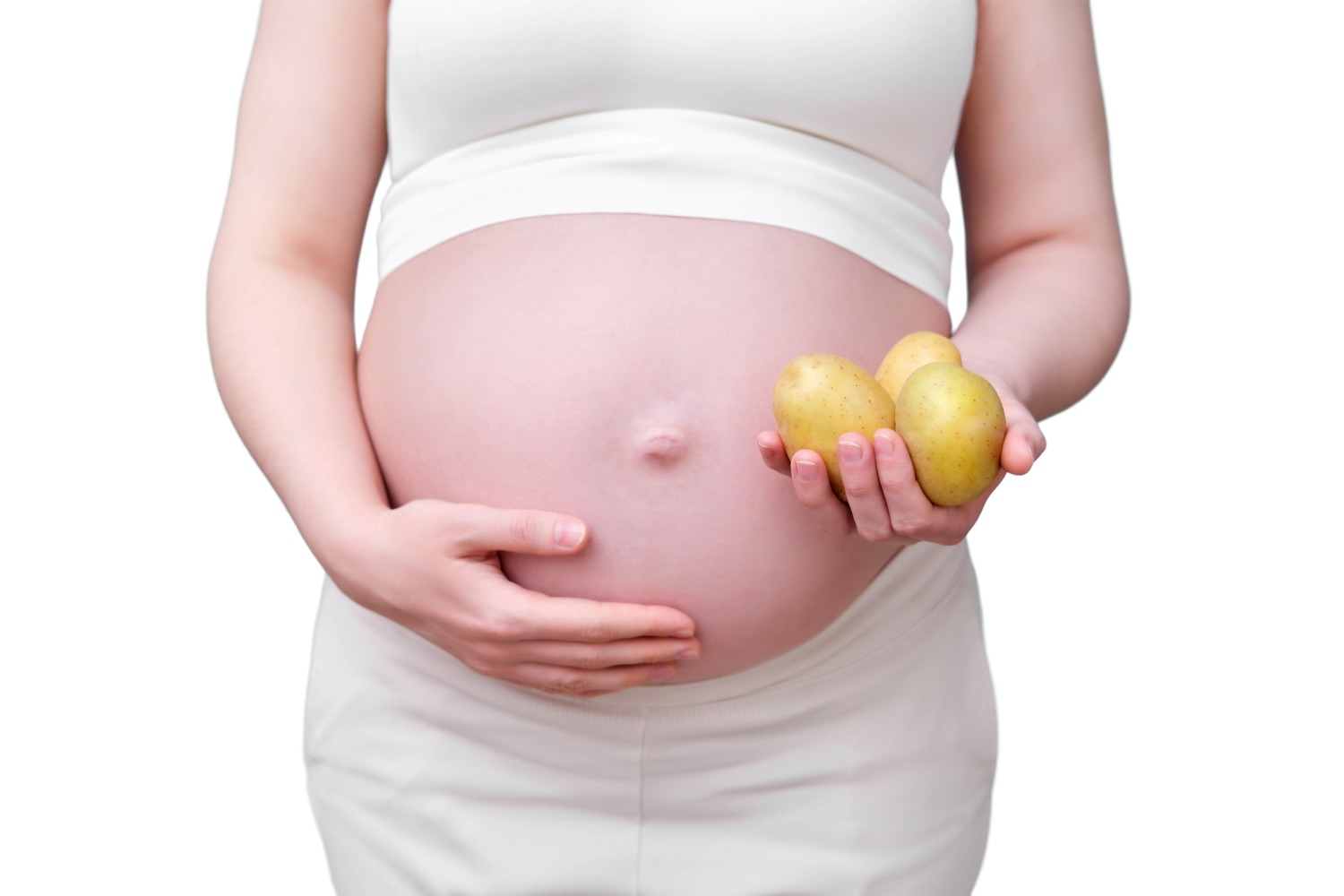 Pregnant woman with potato
