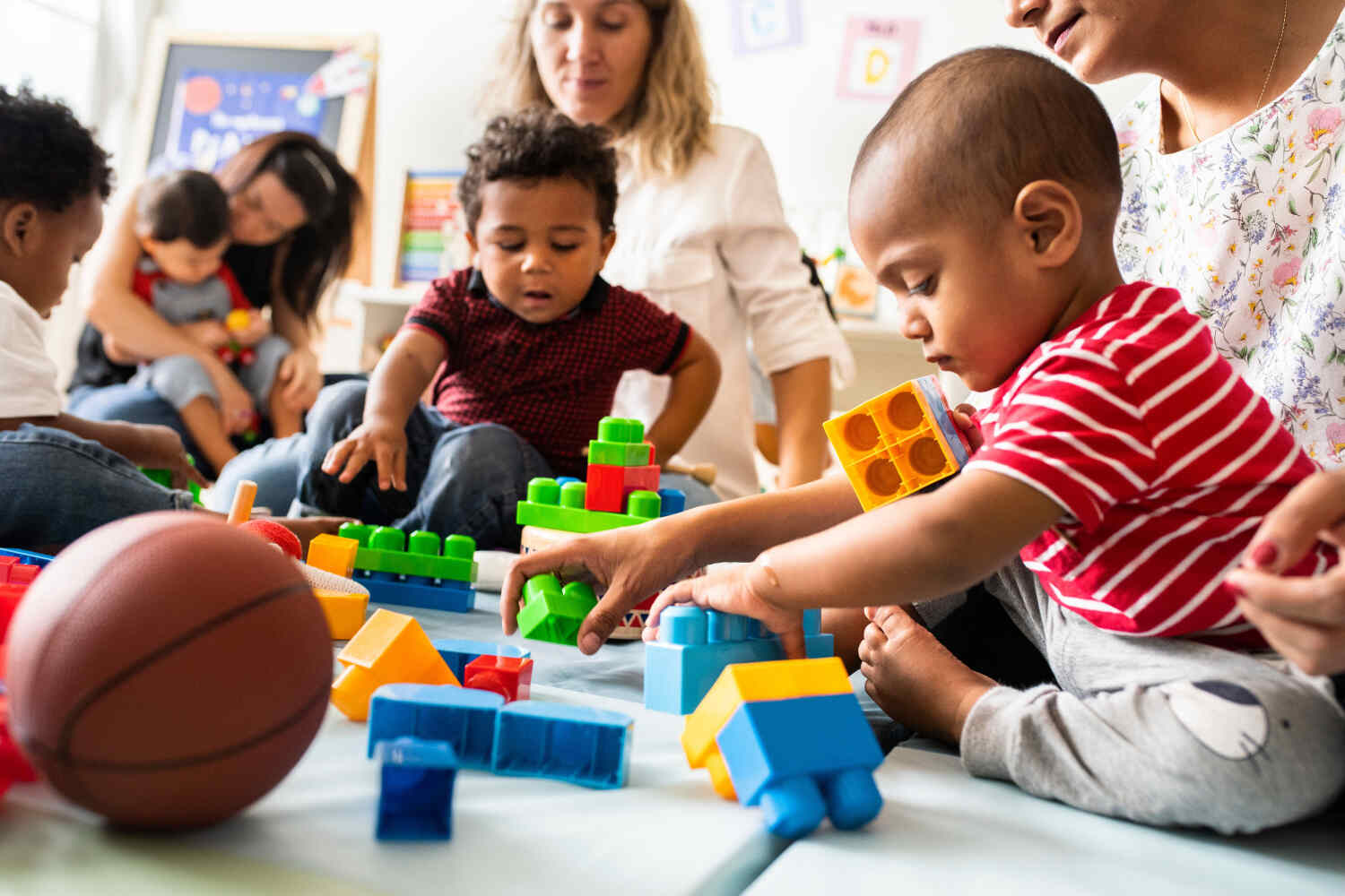 Kids in a preschool classroom 