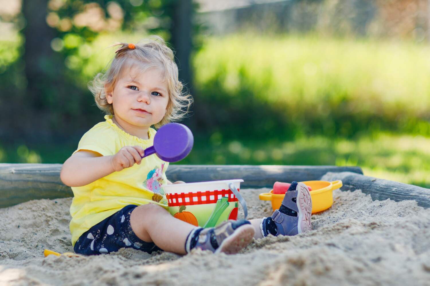 A toddler playing