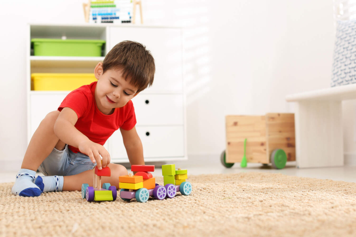 A toddler playing