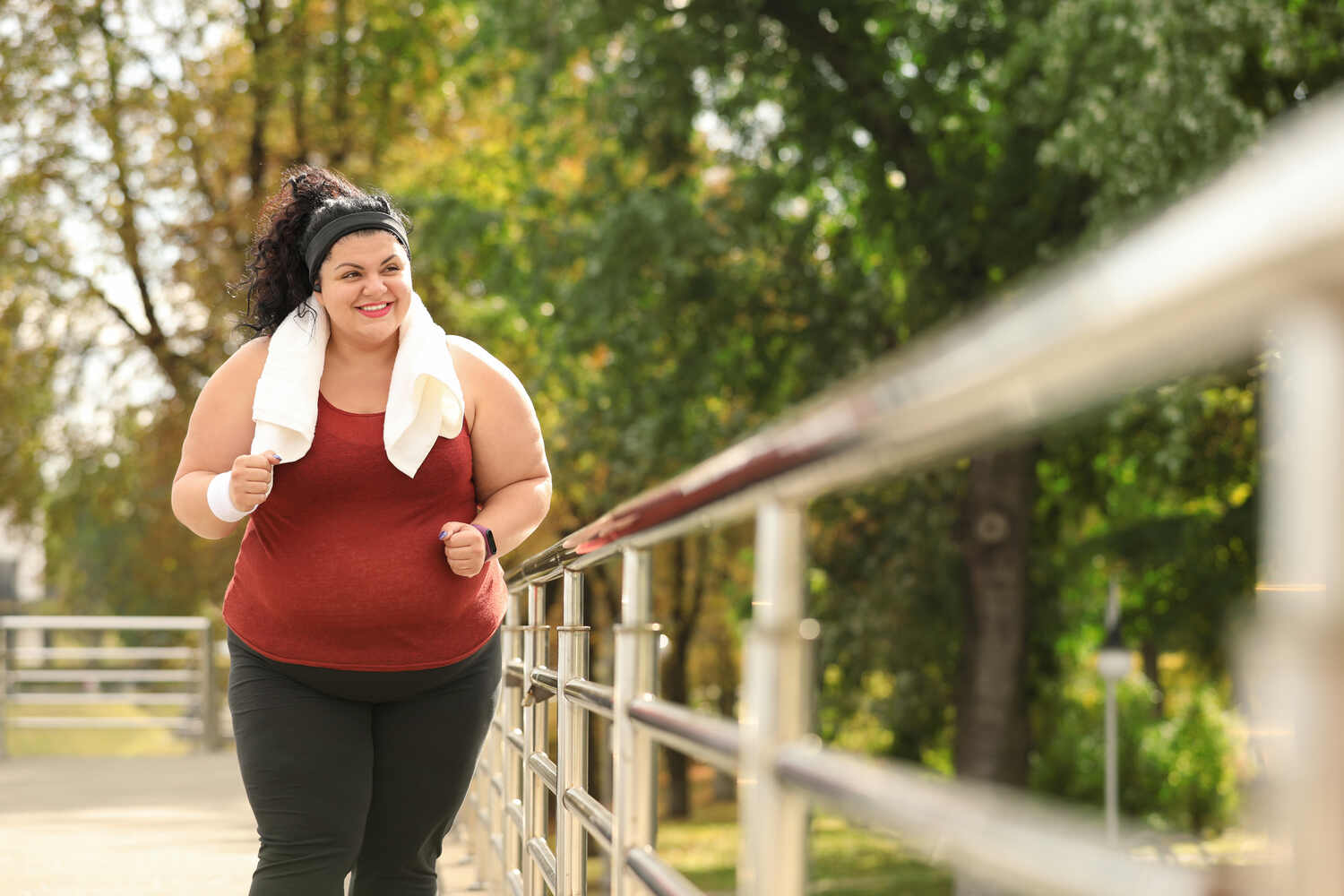 obese woman walking