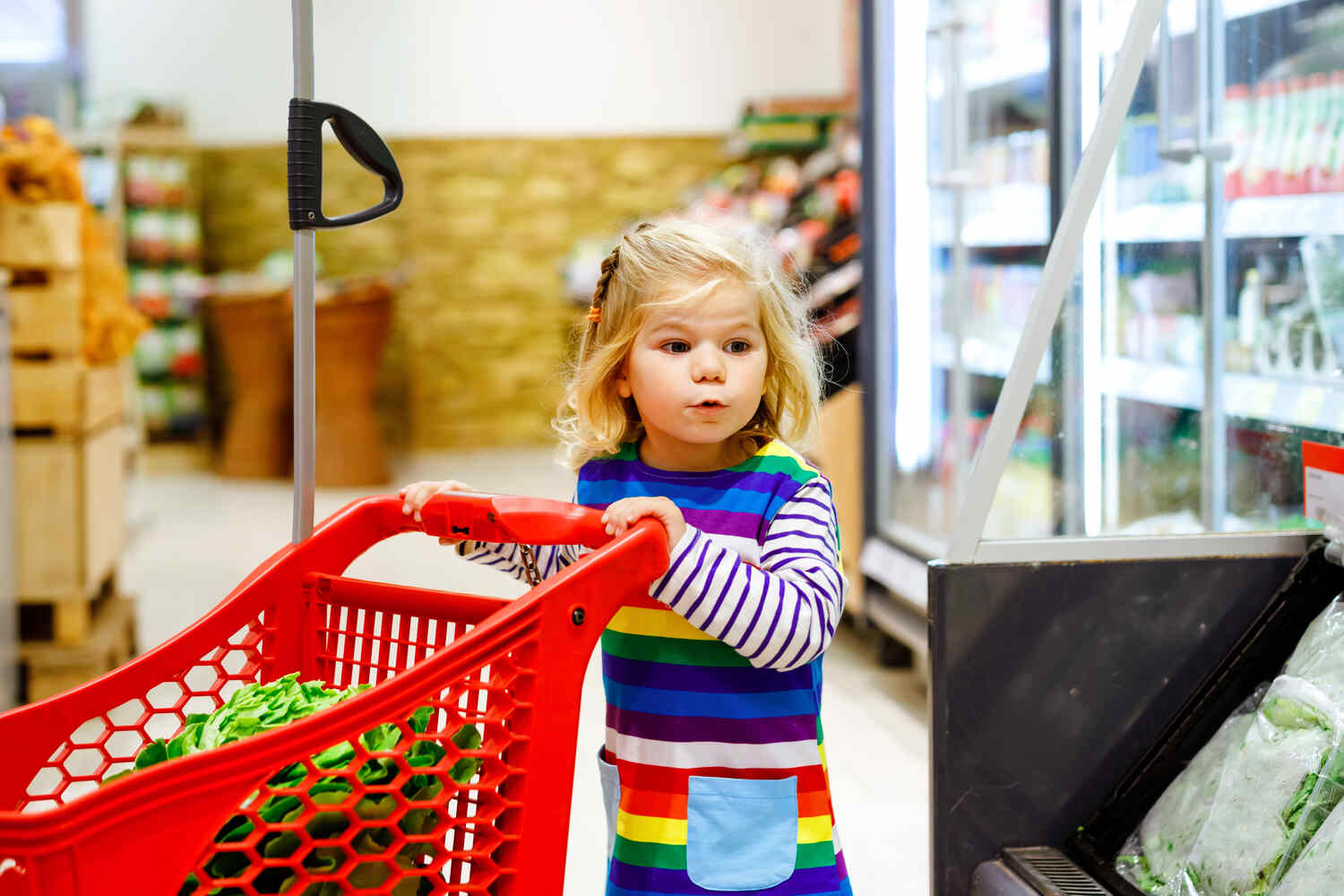 Make shopping fun for your toddler by teaching them different things