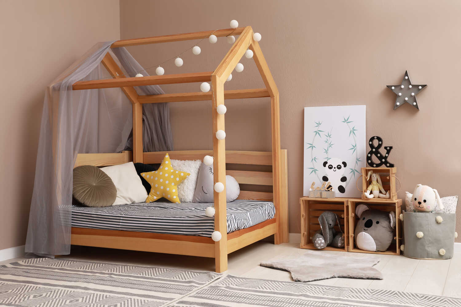 A low lying toddler bed is ideal for kids