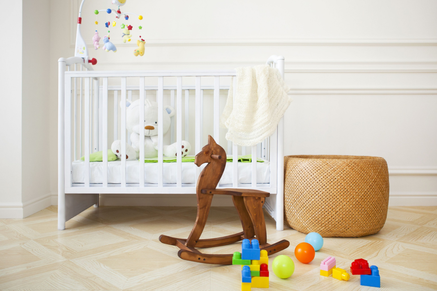 A crib in a kid's room