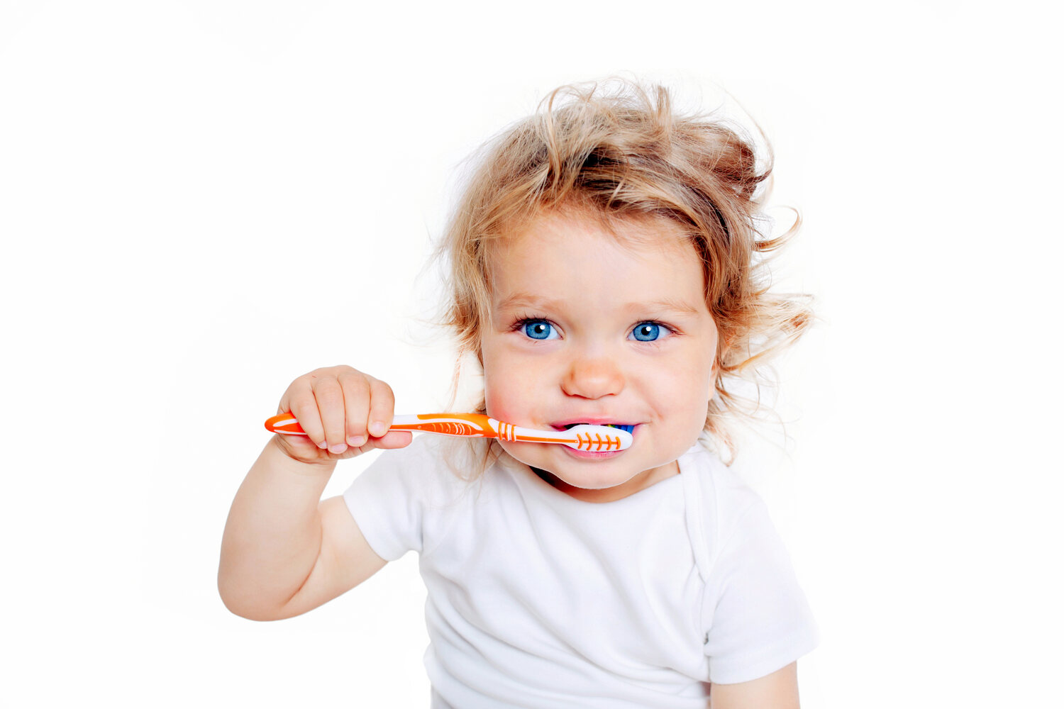 Toddler brushing teeth