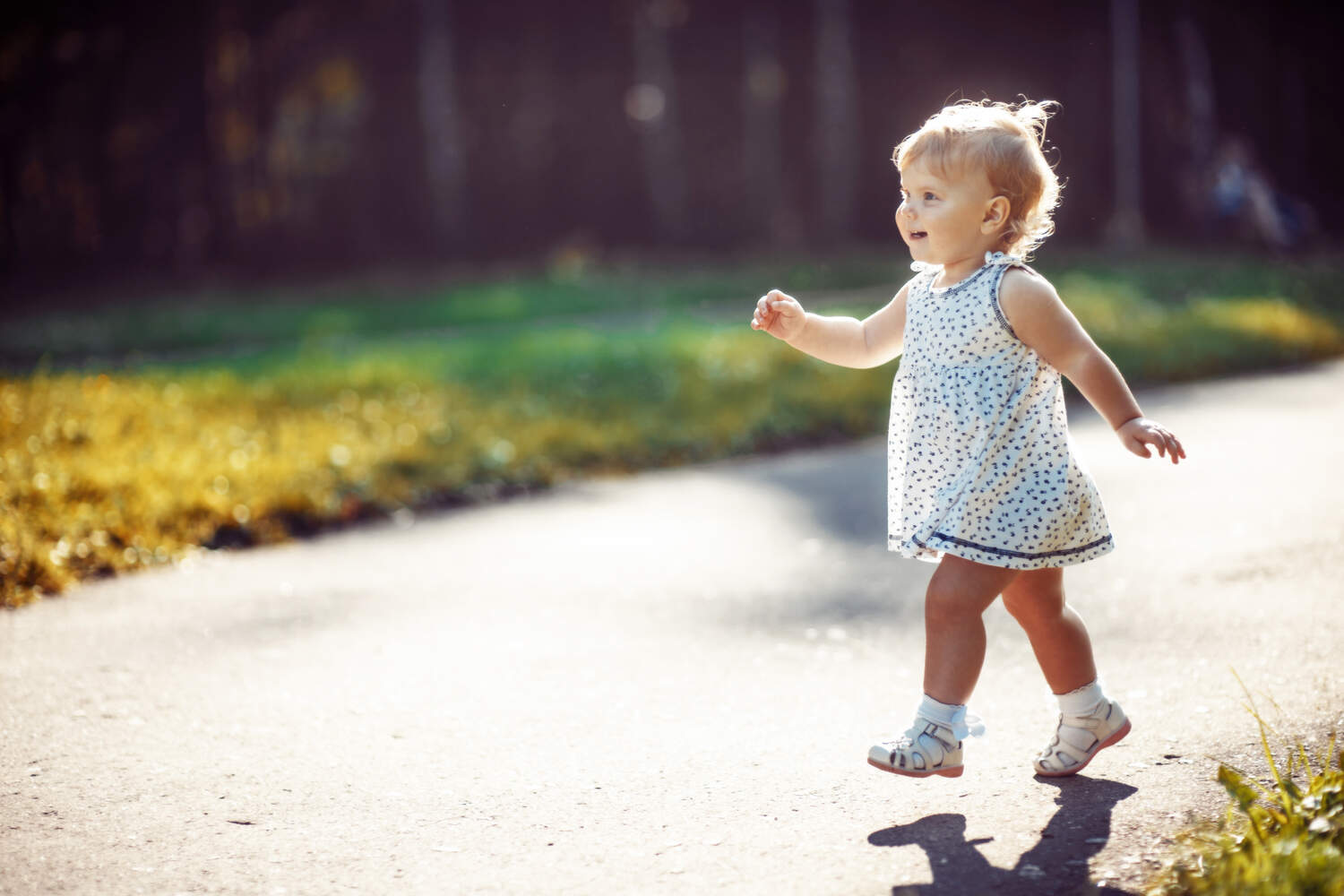 A little girl walking