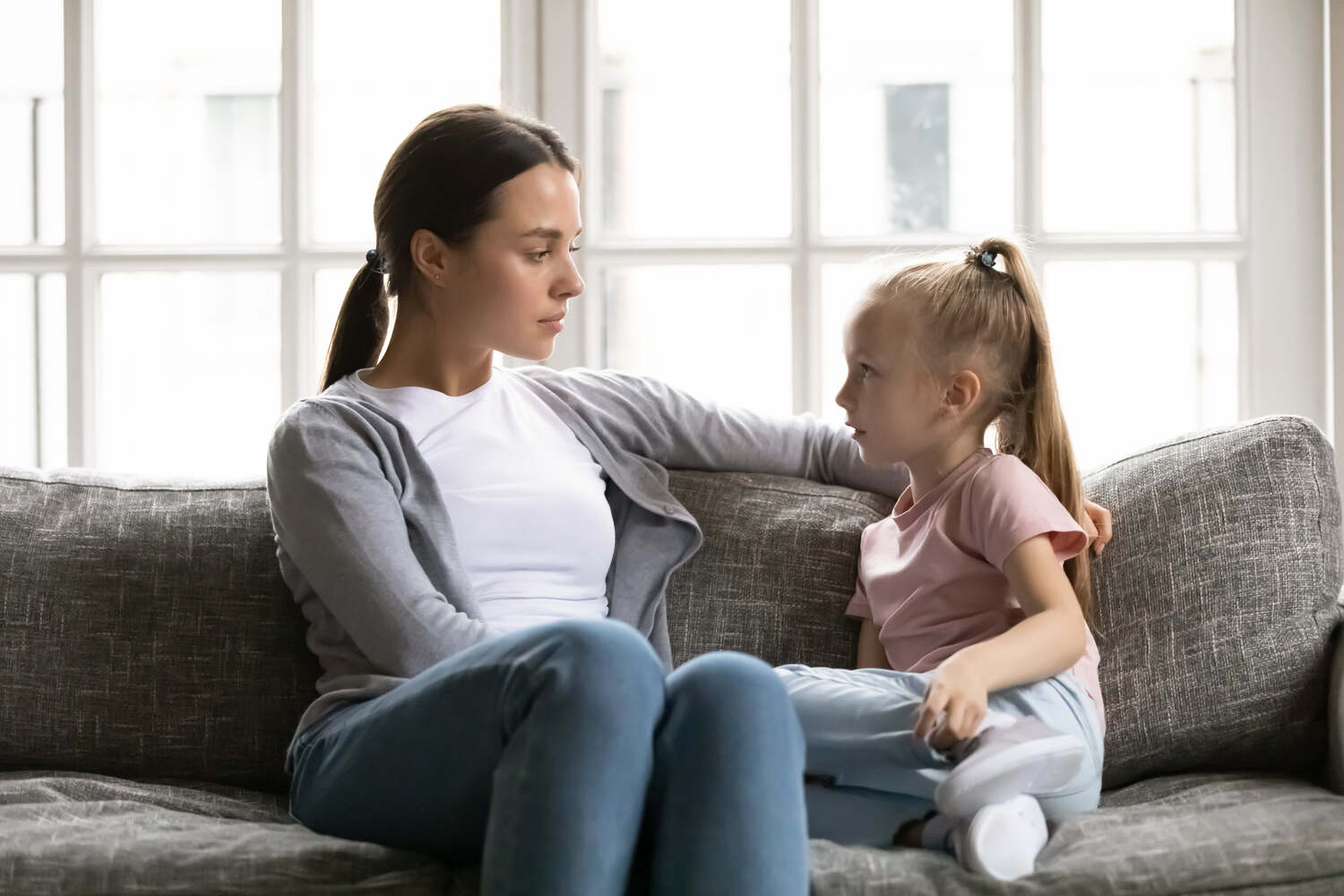 A mother listening to her child