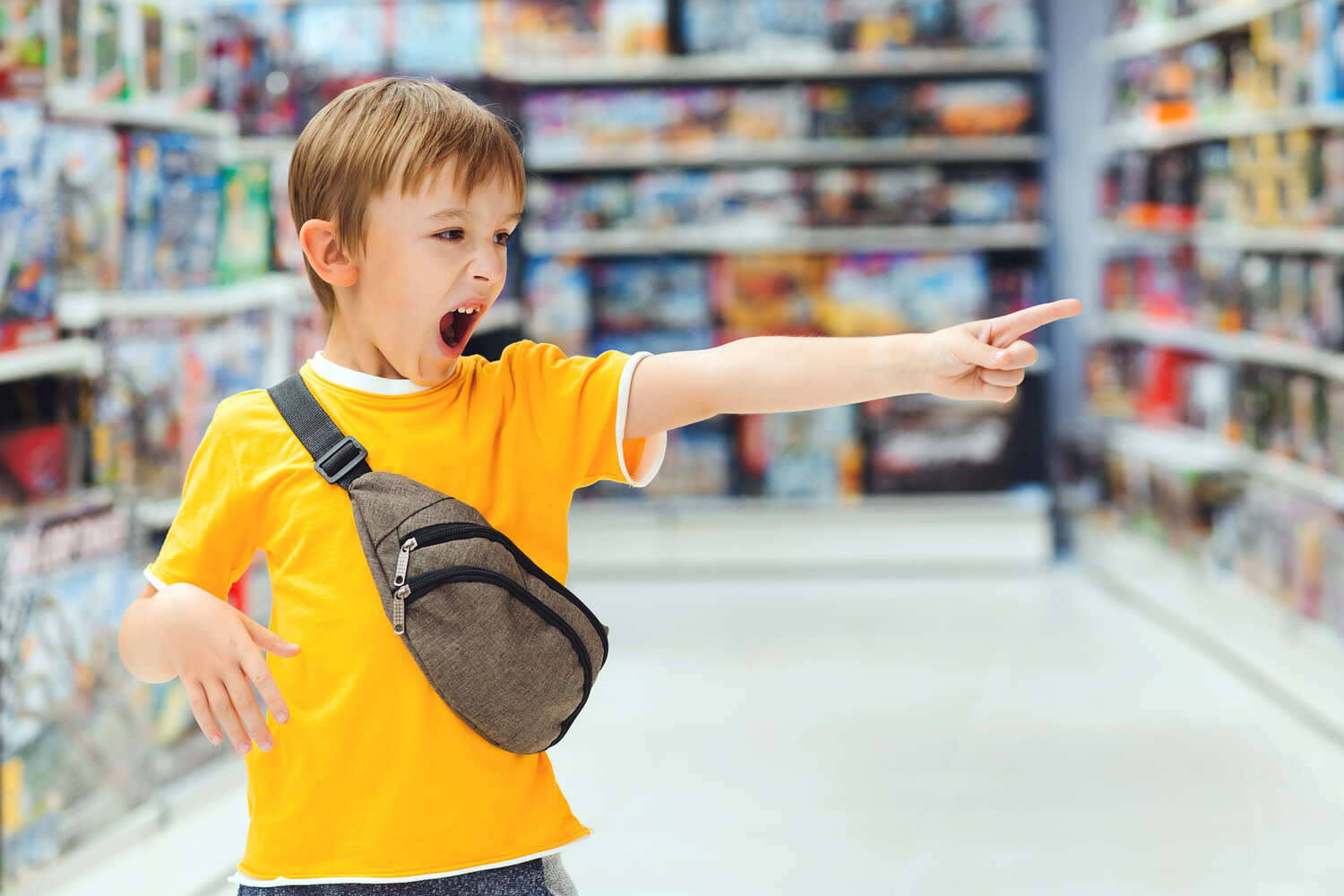 A child shouting in store