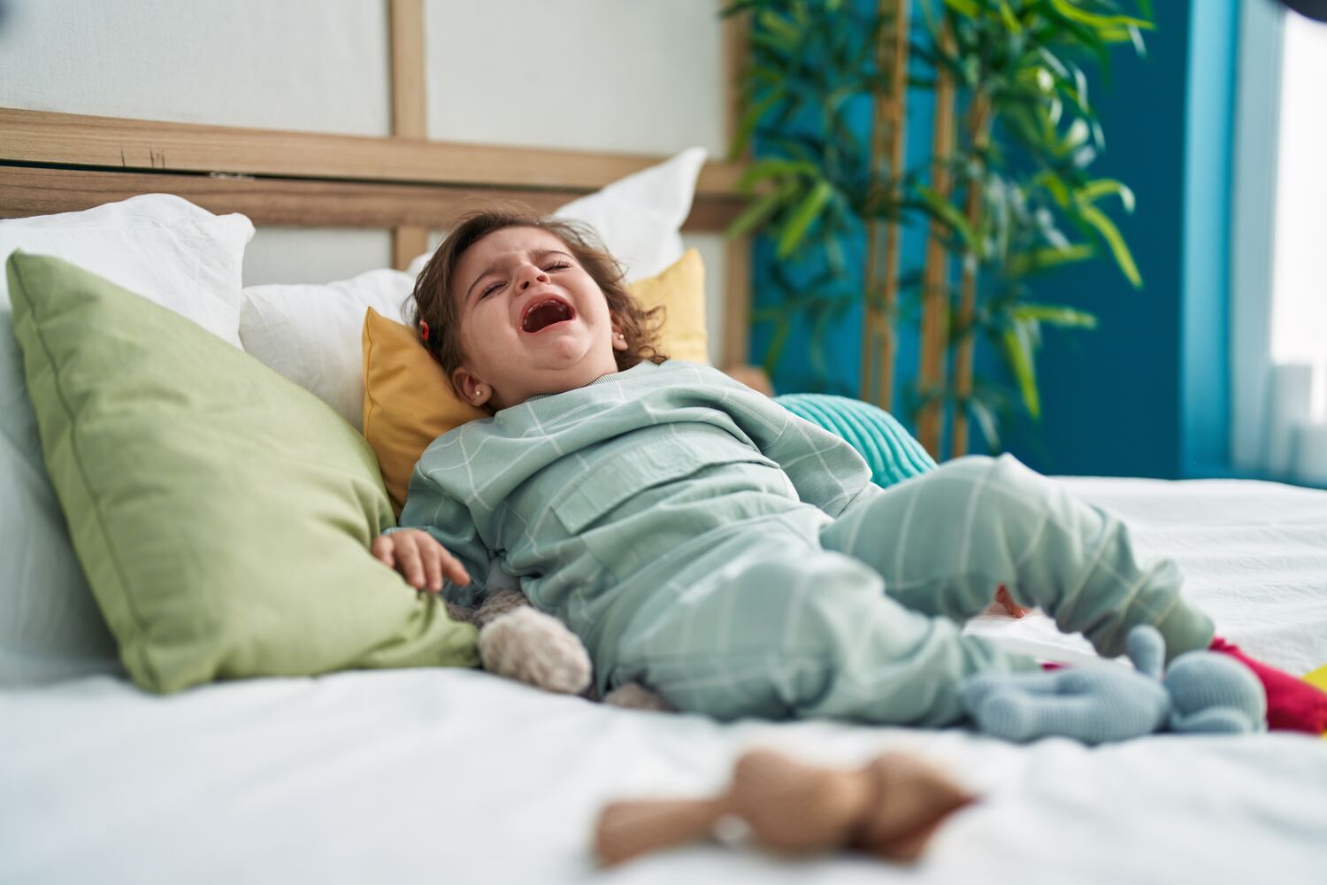 A little girl crying after having night terror