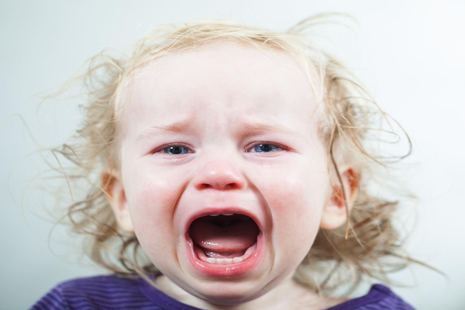 A toddler crying